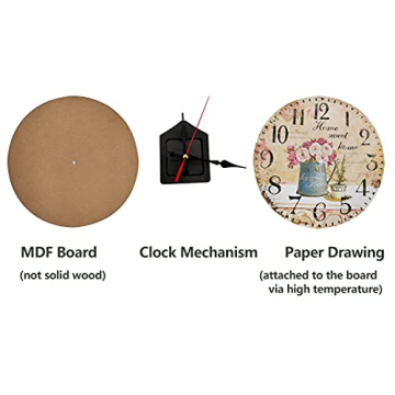 Elegant Silent Vintage Wooden Round Wall Clock for Home