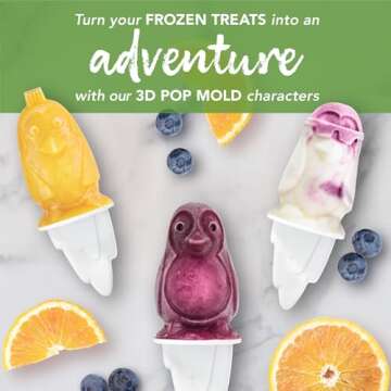 Tovolo Silicone Popsicle Molds with Sticks (Penguin) - Ice Pop Molds with 4 Cavities for Homemade Fl...
