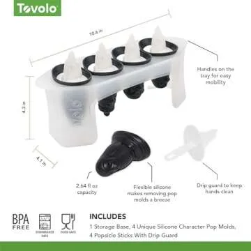 Tovolo Silicone Popsicle Molds with Sticks (Penguin) - Ice Pop Molds with 4 Cavities for Homemade Flavored Ice Pops & Frozen Snacks - Popsicle Maker with Drip-Guards, Dishwasher Safe & BPA-Free