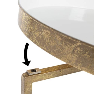 Kate and Laurel Celia Round Metal Foldable Tray Accent Table, White with Gold Base