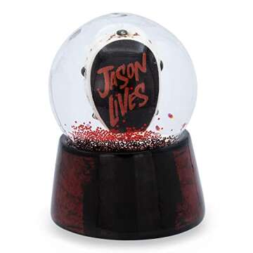 Silver Buffalo Friday The 13th Jason's Mask 3-Inch Mini Snow Globe with Swirling Glitter Display Pie...