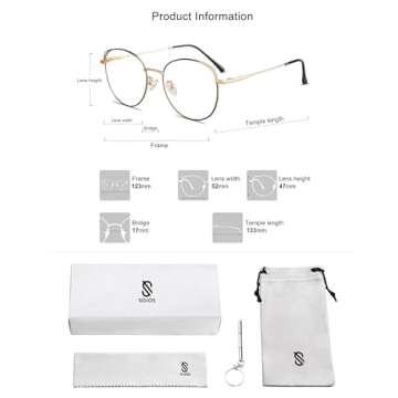 SOJOS Cat Eye Blue Light Blocking Glasses for Woman Hipster Metal Frame Womens Eyeglasses She Young SJ5027, Black&Gold Frame/Anti-Blue Light Lens