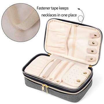 Teamoy Double Layer Jewelry Organizer, Jewelry Travel Case for Rings, Necklaces, Earrings, Bracelets...