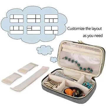 Teamoy Double Layer Jewelry Organizer, Jewelry Travel Case for Rings, Necklaces, Earrings, Bracelets and More(Medium, Gray)