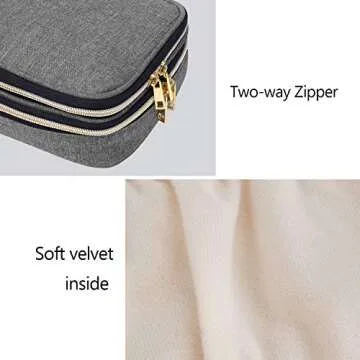 Teamoy Double Layer Jewelry Organizer, Jewelry Travel Case for Rings, Necklaces, Earrings, Bracelets and More(Medium, Gray)