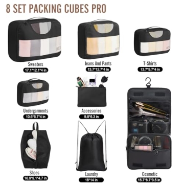 Veken 8 Set Packing Cubes - Travel Made Easy