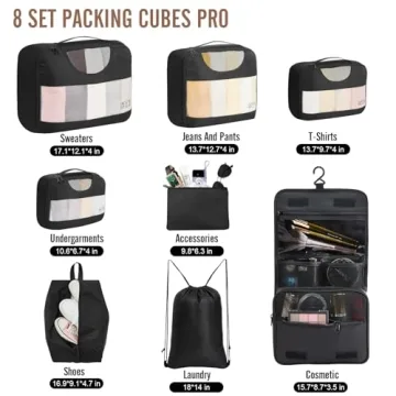 Veken 8 Set Packing Cubes - Travel Made Easy