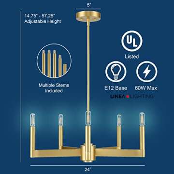 Linea di Liara Trento Chandelier with Bulbs - Modern Elegance