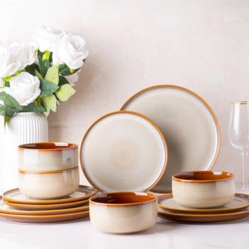 LeRatio Handmade Reactive Glaze Dinnerware Set - 12 Pieces