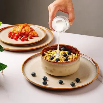 LeRatio Handmade Reactive Glaze Dinnerware Set - 12 Pieces