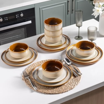 LeRatio Handmade Reactive Glaze Dinnerware Set - 12 Pieces