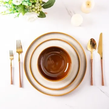 LeRatio Handmade Reactive Glaze Dinnerware Set - 12 Pieces