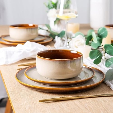LeRatio Handmade Reactive Glaze Dinnerware Set - 12 Pieces