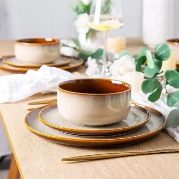 LeRatio Handmade Reactive Glaze Dinnerware Set - 12 Pieces