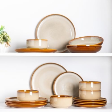 LeRatio Handmade Reactive Glaze Dinnerware Set - 12 Pieces
