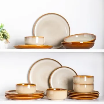 LeRatio Handmade Reactive Glaze Dinnerware Set - 12 Pieces