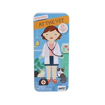 Petit Collage: Shine Bright - at The Vet Magnetic Dress-Up Toy Magnetic Game Board with Mix and Matc...