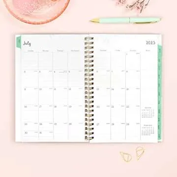 Blue Sky 2023-2024 Academic Year Weekly and Monthly Planner, 5" x 8", Frosted Flexible Cover, Wirebound, Laurel (144724)