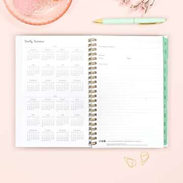 Blue Sky 2023-2024 Academic Year Weekly and Monthly Planner, 5" x 8", Frosted Flexible Cover, Wirebound, Laurel (144724)