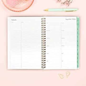 Blue Sky 2023-2024 Academic Year Weekly and Monthly Planner, 5" x 8", Frosted Flexible Cover, Wirebound, Laurel (144724)