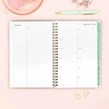 Blue Sky 2023-2024 Academic Year Weekly and Monthly Planner, 5" x 8", Frosted Flexible Cover, Wirebound, Laurel (144724)