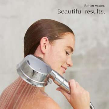 T3 Source Hand-Held Showerhead | Adjustable Hand Held Chrome Shower Head with Chlorine Filter | Mine...