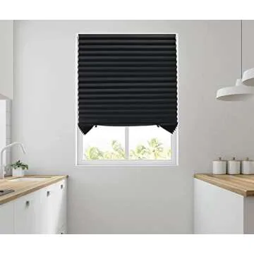 Mirrotek Pleated Window Paper Shades Room Darkening Blinds Black 36" x 69" (Pack of 6 Temporary Shad...