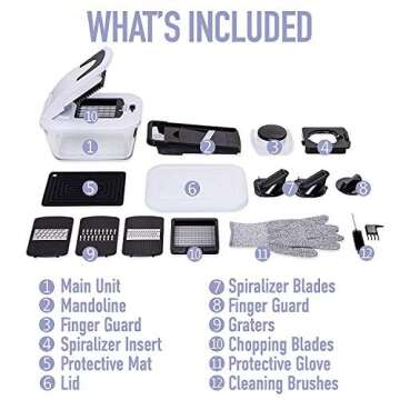 Fullstar Vegetable Chopper, Veggie Chopper with Container and Lid, Food Chopper Salad Chopper Vegetable Chopper, Onion and Cheese Slicer, Mandoline Slicer for Kitchen with Handle (8 in 1 - Black)