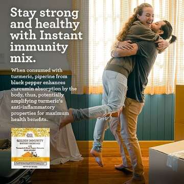 GuruNanda Golden Immunity Instant Drink Mix with Turmeric & Black Pepper - Rich in Antioxidants to Support Immune System & Digestive Health - Saffron & Almond Flavored, On-The-Go Sachets (30 Count)