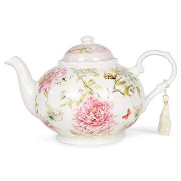 Elegant Delton Pink Peony Porcelain Tea Pot for All Occasions