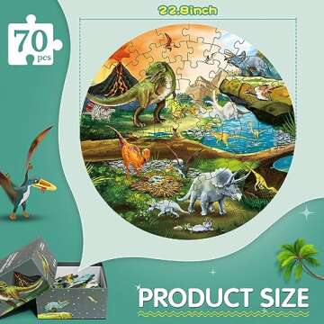 DIGOBAY Floor Puzzles for Kids Ages 3-8, 70 Piece Dinosaur Jigsaw Puzzle for Kids Ages 3+ Year Old L...