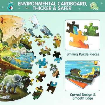 DIGOBAY Floor Puzzles for Kids Ages 3-8, 70 Piece Dinosaur Jigsaw Puzzle for Kids Ages 3+ Year Old Large Round Toddler Puzzles Preschool Learning Educational Toys Gift for Boys Girls (Tyrannosaurus)