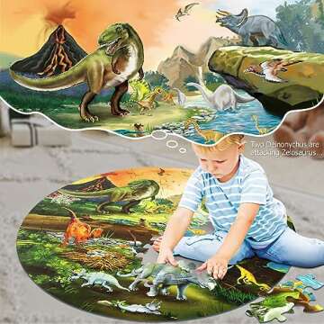 DIGOBAY Floor Puzzles for Kids Ages 3-8, 70 Piece Dinosaur Jigsaw Puzzle for Kids Ages 3+ Year Old Large Round Toddler Puzzles Preschool Learning Educational Toys Gift for Boys Girls (Tyrannosaurus)