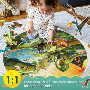 DIGOBAY Floor Puzzles for Kids Ages 3-8, 70 Piece Dinosaur Jigsaw Puzzle for Kids Ages 3+ Year Old Large Round Toddler Puzzles Preschool Learning Educational Toys Gift for Boys Girls (Tyrannosaurus)