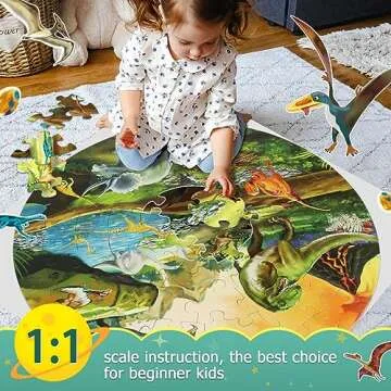 DIGOBAY Floor Puzzles for Kids Ages 3-8, 70 Piece Dinosaur Jigsaw Puzzle for Kids Ages 3+ Year Old Large Round Toddler Puzzles Preschool Learning Educational Toys Gift for Boys Girls (Tyrannosaurus)