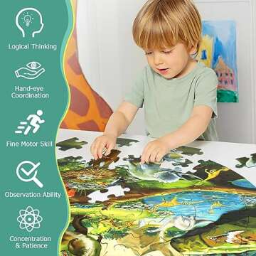 DIGOBAY Floor Puzzles for Kids Ages 3-8, 70 Piece Dinosaur Jigsaw Puzzle for Kids Ages 3+ Year Old Large Round Toddler Puzzles Preschool Learning Educational Toys Gift for Boys Girls (Tyrannosaurus)