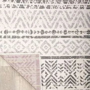 Rugshop Geometric Boho Perfect for high Traffic Areas of Your Living Room,Bedroom,Home Office,Kitchen Runner Rug 2' x 7' Gray