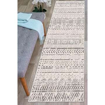 Rugshop Geometric Boho Perfect for high Traffic Areas of Your Living Room,Bedroom,Home Office,Kitchen Runner Rug 2' x 7' Gray