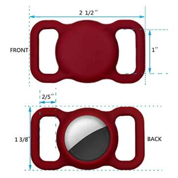 SWINCHO Airtag Dog Collar Holder 2 Pack Durable Airtag Holders Securely Attach to Dog Collars for GPS Tracking Apple Air Tags Holder for Pet Collar (Black&Wine Red)