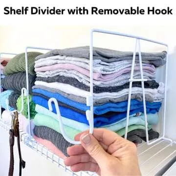 Evelots Wire Shelf Dividers - Extra Closet Organization and Storage for Home or Office -4 Pack- New Removable Hooks - Tall Shelf Separators - Easy to Clip -No Tool- Sturdy Coated Steel - 12 Inch Tall