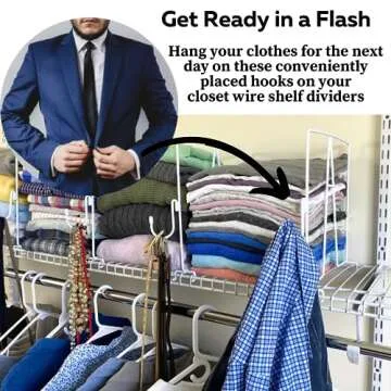 Evelots Wire Shelf Dividers - Extra Closet Organization and Storage for Home or Office -4 Pack- New Removable Hooks - Tall Shelf Separators - Easy to Clip -No Tool- Sturdy Coated Steel - 12 Inch Tall