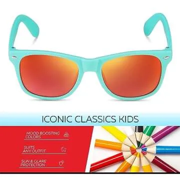 Retro Rewind Kids Sunglasses for Boys Girls Age 3-12 - Shatterproof Rubberized Frame UV400 Toddler C...