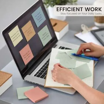 Sticky Notes, 12 Pads, 3x3 inches, Aesthetic Vintage Self-Sticky Note Pads, Ideal for Office, Study, and Daily Life Organization - Neutral Colors