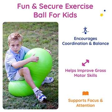 Fun and Function - Peanut Ball for Kids - Physical Therapy Ball - Physio Roll Peanut Ball - Peanut Ball for Kids Therapy - Sensory Peanut Ball - Green - Small (14” x 34.5”)