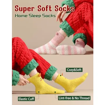 TEHOOK Womens Fuzzy Socks Soft Cozy Fluffy Slipper Socks Winter Warm Plush Sleeping Socks Christmas Stocking Stuffers Gifts for Women