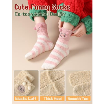 TEHOOK Womens Fuzzy Socks Soft Cozy Fluffy Slipper Socks Winter Warm Plush Sleeping Socks Christmas Stocking Stuffers Gifts for Women