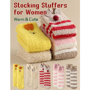 TEHOOK Womens Fuzzy Socks Soft Cozy Fluffy Slipper Socks Winter Warm Plush Sleeping Socks Christmas Stocking Stuffers Gifts for Women