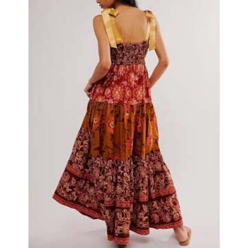 ABYOVRT Floral Maxi Dress with Pockets for Women