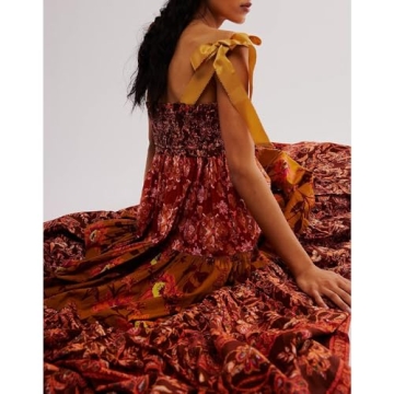 ABYOVRT Floral Maxi Dress with Pockets for Women