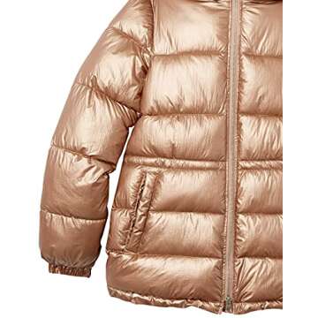 Amazon Essentials Women's Heavyweight Quilted Hooded Puffer Winter Jacket with Adjustable Waist, Metallic Taupe, Medium